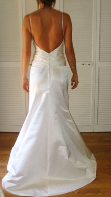 Full back view of a custom bridal gown