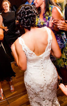 Back detail of a custom bridal gown