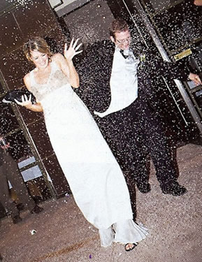 Confetti thrown over the couple after the ceremony