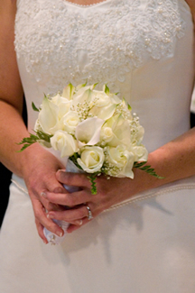 Front beadwork on a custom bridal bodice